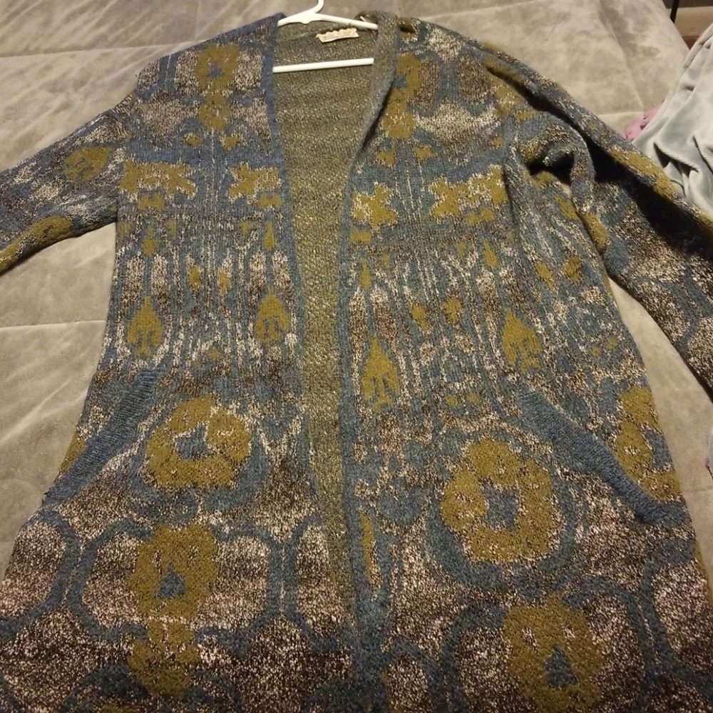 Blur and green long cardigan